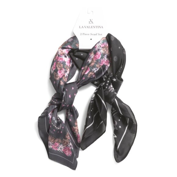 LA VALENTINA multi 2pk Square Scarves - Picture 1 of 2